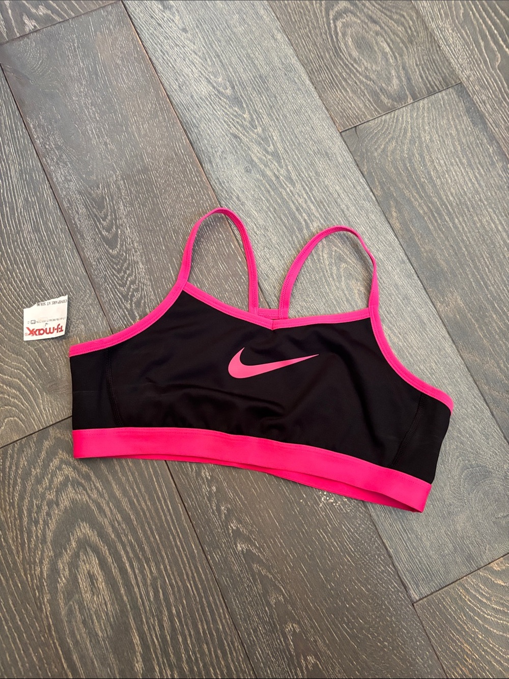 Nike Black Sports Bra with Bright Pink Trim